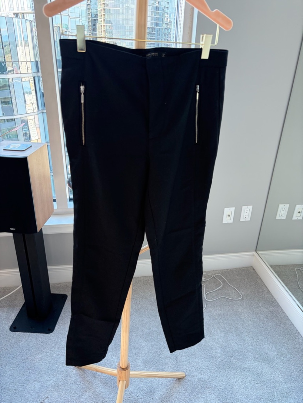 Zara Black Zip-Pocket Dress Pants